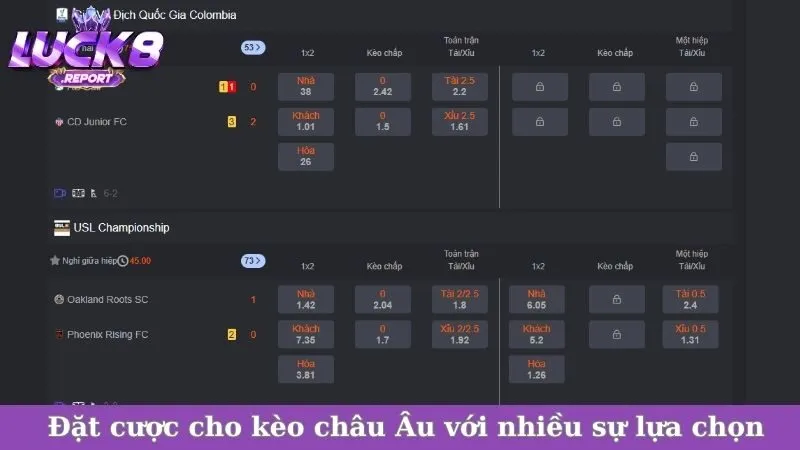 Đặt cược cho kèo châu Âu với nhiều sự lựa chọn