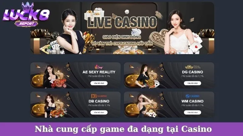 Nhà cung cấp game đa dạng tại Casino